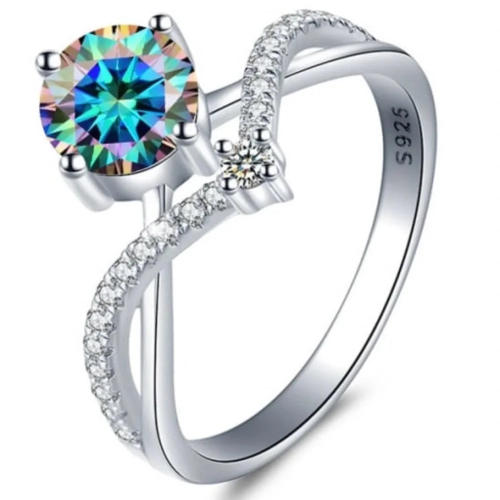 Solid Sterling Silver 925 Moissanite Ring